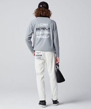 PW CIRCULUS 【MEN】【洗える】ベアスタンドモチーフ ラグランスリーブ クルーネック ニット ライトグレー系