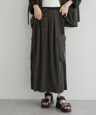 YECCA VECCA 【UVカット/接触冷感/遮熱】COOLカーゴロングスカート Charcoal Gray