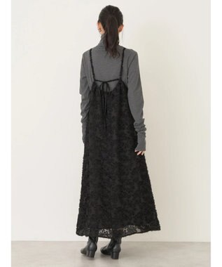 earth music&ecology フラワージャガードキャミワンピース Black