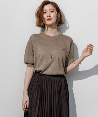 23区 【先行予約】オータムメタリック パフスリーブ ニット Tシャツ ゴールド系
