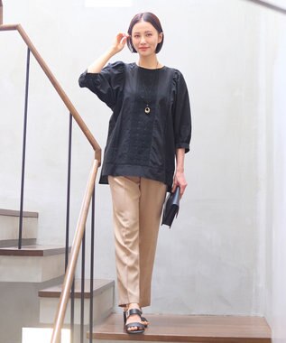 自由区 【接触冷感・速乾・UVケア・撥水・防シワ・XSサイズあり】リネンライクツィルテーパード パンツ キャメル系