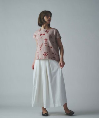 muuc 【ゆったりシルエットで涼しく上品】植物の影絵プリント プルオーバー ピンク