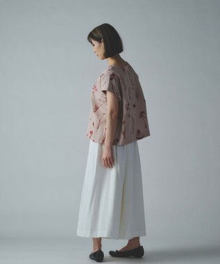 muuc 【ゆったりシルエットで涼しく上品】植物の影絵プリント プルオーバー ピンク