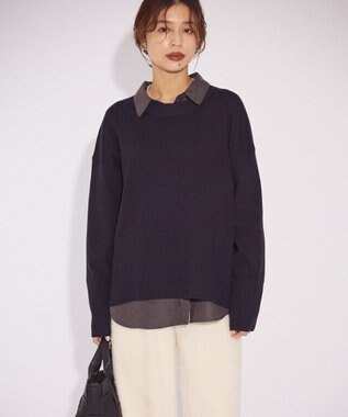 Green Parks ふわもっちニットプルオーバー Navy