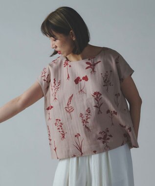 muuc 【ゆったりシルエットで涼しく上品】植物の影絵プリント プルオーバー