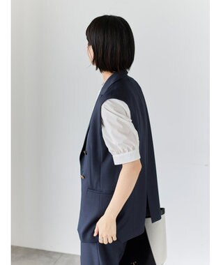 Te chichi リネンライクダブルブレストジレ(セットアップ可) ネイビー