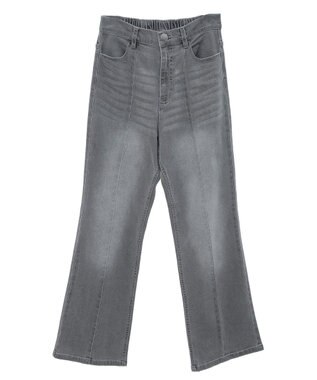 Green Parks ＧＵＭストレッチデニムセンター切替ストレートフレアパ Black