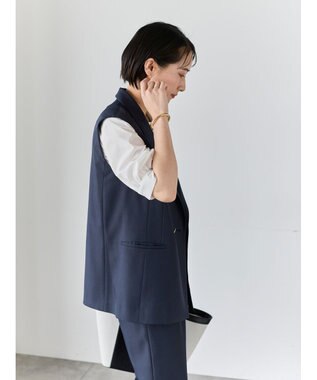 Te chichi リネンライクダブルブレストジレ(セットアップ可) ネイビー