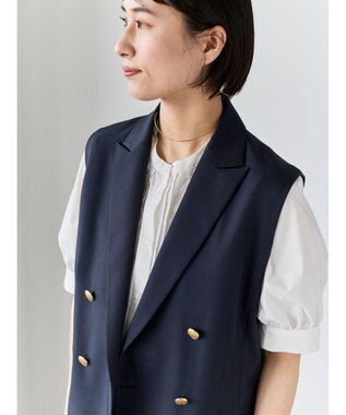 Te chichi リネンライクダブルブレストジレ(セットアップ可) ネイビー