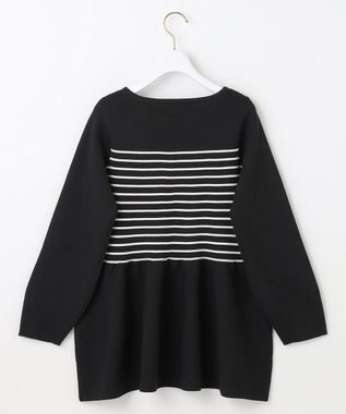 ANY SIS 【洗える】スポンディッシュペプラム ニット ブラック×オフ