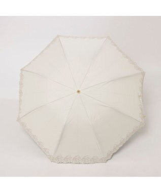 UNBILLION カシュネ cachenez / PUフラワーラメ刺繍トップレス2段折りたたみ傘 ホワイト
