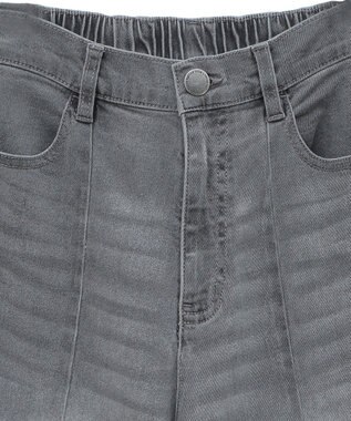 Green Parks ＧＵＭストレッチデニムセンター切替ストレートフレアパ Black