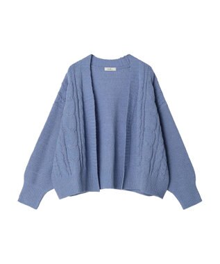 earth music&ecology ベロアモールケーブルカーディガン Blue