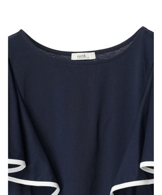 earth music&ecology パイピングフレアスリーブカットソー Navy