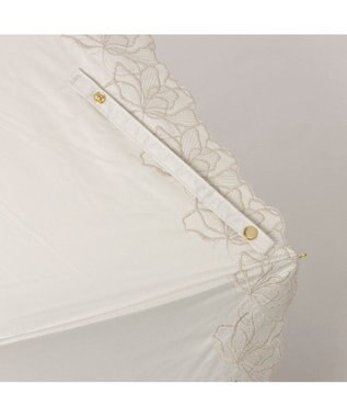 UNBILLION カシュネ cachenez / PUフラワーラメ刺繍トップレス2段折りたたみ傘 ホワイト