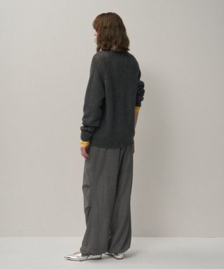 ATON WOOL CASHMERE ALPACA | メッシュＶネックカーディガン CHARCOAL GRAY