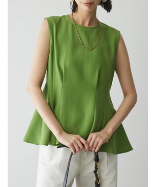 Green Parks AnriettMusee ノースリーブタックペプラムブラウス Green