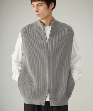 UNFILO MENS スウェットライク ジップベスト [24年秋冬商品] ライトグレー