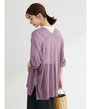 Green Parks 接触冷感シアーニットカーディガン Purple