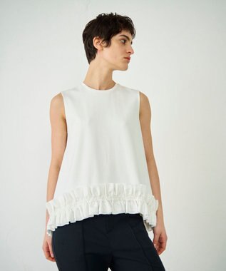 GRACE CONTINENTAL ヘムフリルカットトップ ホワイト
