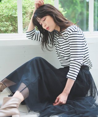 ANY L 【接触冷感/UVケア】バックパール Tシャツ ボーダー