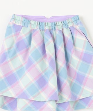 ANY KIDS シャギーチェックスカート ラベンダー系