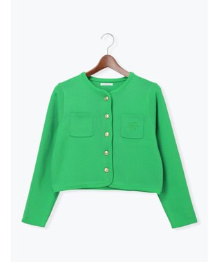 Te chichi レタードポケットジャケットカーディガン グリーン