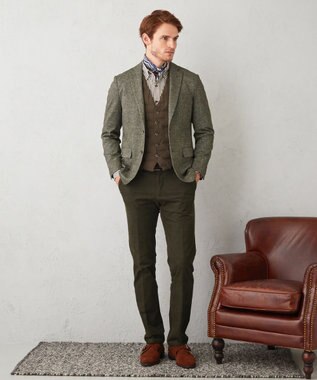 JOSEPH ABBOUD 【キングサイズ・ストレッチ】フランネルジャージ ジャケット ダークブラウン系