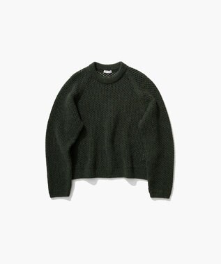 ATON WOOL CASHMERE ALPACA | メッシュクルーネックセーター KHAKI