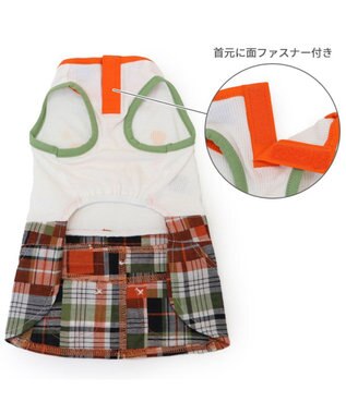 PET PARADISE Lee スカートつなぎ パッチワーク 小型犬 ホワイト×オレンジ