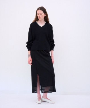 ATON WOOL COVER | Vネックセーター BLACK