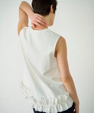 GRACE CONTINENTAL ヘムフリルカットトップ ホワイト