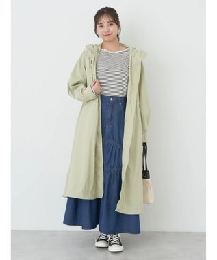 earth music&ecology テックフードロングコート Light Khaki