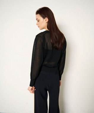 GRACE CONTINENTAL ラインVネックニットカーディガン ブラック