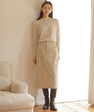 J.PRESS LADIES 【洗える】SOFT TOUCH WOOL 立ち襟 ニット ベージュ系