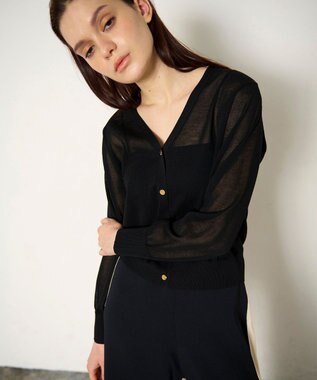 GRACE CONTINENTAL ラインVネックニットカーディガン ブラック