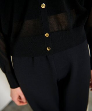 GRACE CONTINENTAL ラインVネックニットカーディガン ブラック