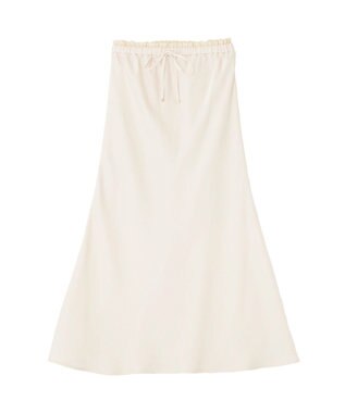 earth music&ecology サテンフリルマーメイドスカート Ecru