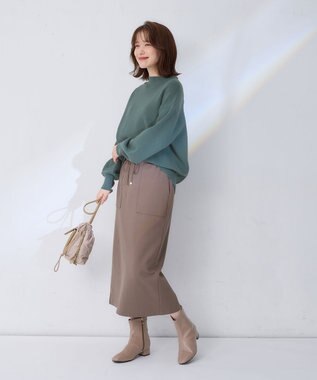 ANY 【WEB限定/洗濯機可能/ウエストゴム/ストレッチ/吸湿発熱】エニィーヒートスカート モカ