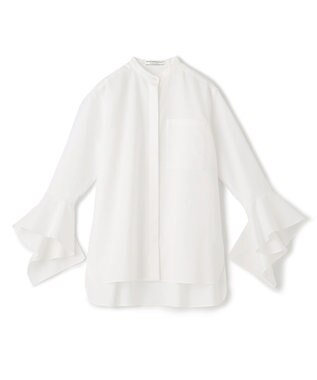 BEIGE， PERSIMMON / バンドカラーシャツ White