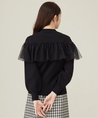 ANY SIS 【洗える】フリルチュールコンビ ニット ブラック