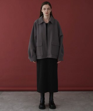 WEGO 【ユニセックス着用ITEM】メルトンショートZIPブルゾン ダークグレー