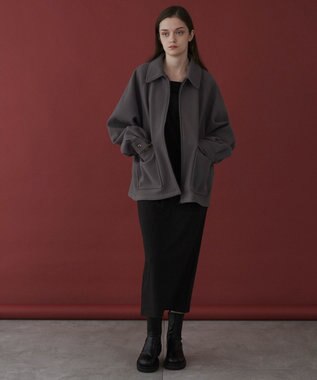 WEGO 【ユニセックス着用ITEM】メルトンショートZIPブルゾン ダークグレー