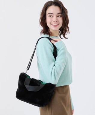 LeSportsac FUR E/W TOTE/ブラックフラッフィーファー