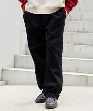 WEGO 【ユニセックス着用ITEM/ウエストゴム/SMLサイズ展開】コーデュロイイージーストレートパンツ ブラック