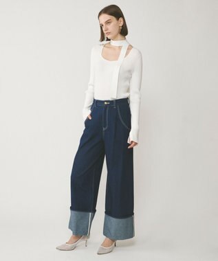 GRACE CONTINENTAL ロールアップワイドパンツ インディゴ