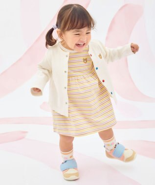 MIKI HOUSE HOT BISCUITS 【80-120cm】【Everyday Series】天竺素材 ワンポイントカーディガン 白