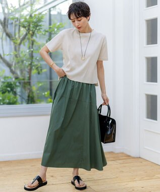 23区 【速乾性/汗じみ防止】半袖 クロップド IT Tシャツ ベージュ系