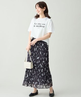 ANY アソートロゴラウンドヘムTシャツ ホワイト×フロッキーロゴ