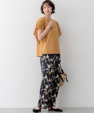 23区 S 【先行予約】カットワークエンブロイダリー デザインスリーブ トップス キャメル系